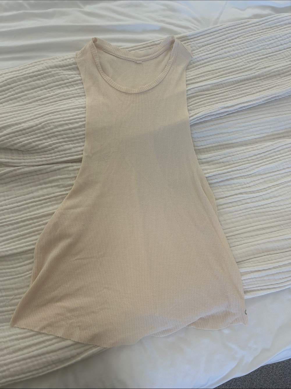 Sleeveless Ribbed Tank Top in Light pink/beige- Women's Top